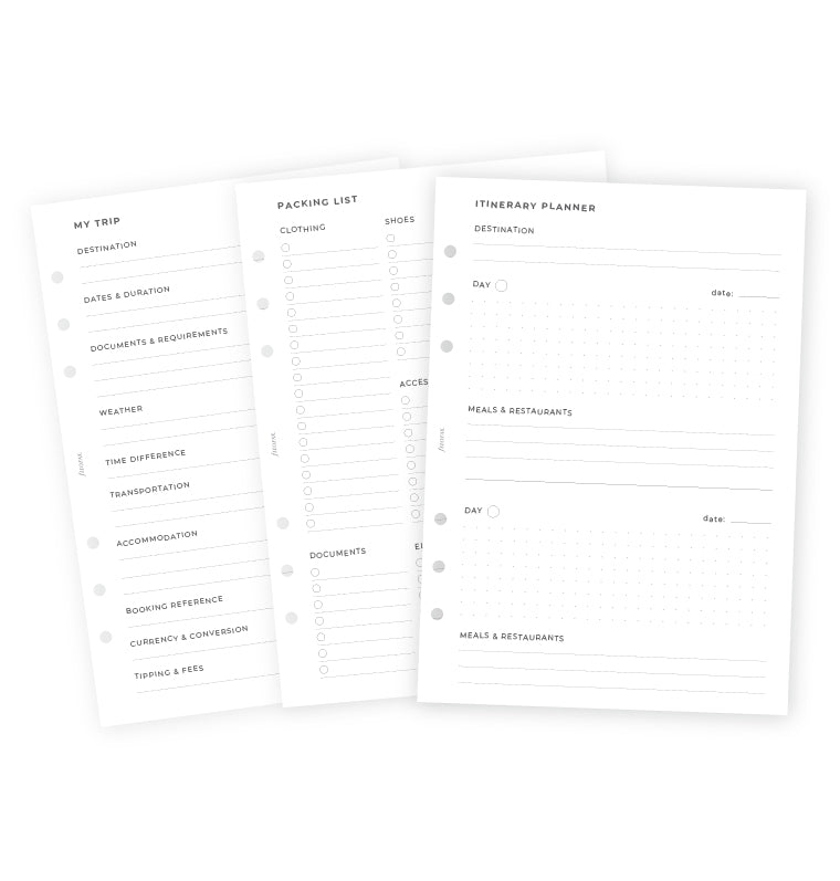Filofax Travel Planner Refills - A5 Size - for Organisers and Clipbook