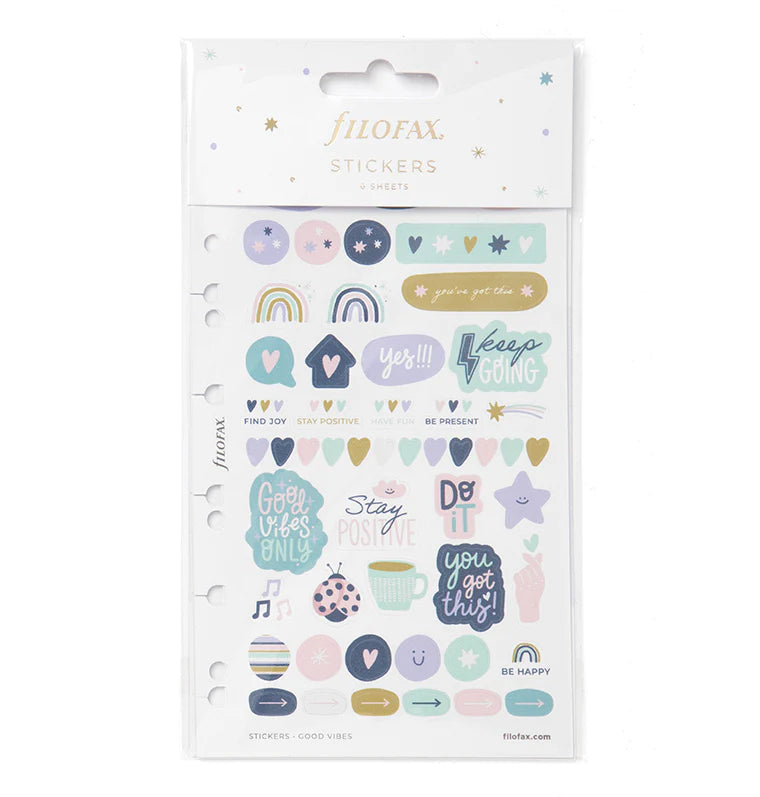Good Vibes Stickers for Filofax Organisers and Refillable Notebooks - in Packaging