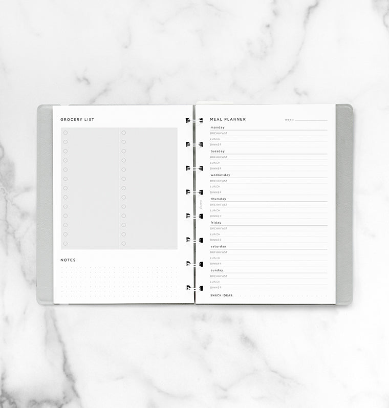 Meal Planner Notebook Refill - fits Filofax A5 Refillable Notebooks