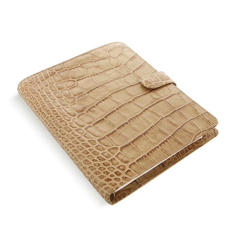 Filofax Classic Croc A5 Beige Fawn Leather Organiser Angle View