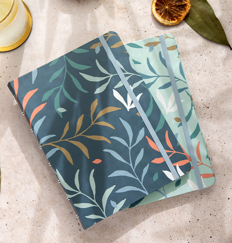 Filofax Botanical A5 Refillable Notebook in Blue and Mint