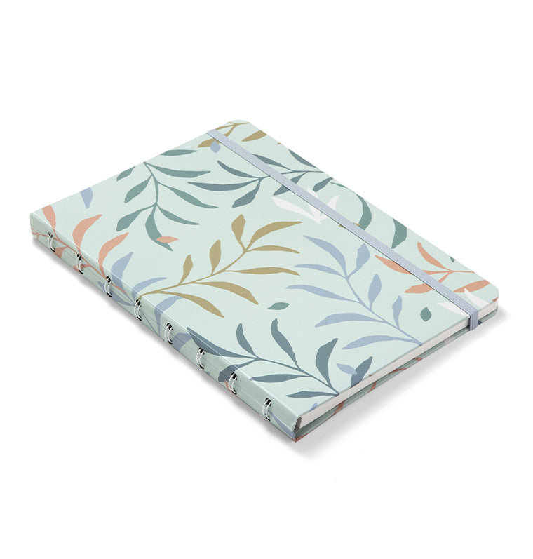 Filofax Botanical A5 Refillable Notebook in Mint with elastic closure