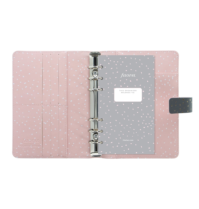 Charcoal Confetti Personal Organiser with Rose Quartz inside.