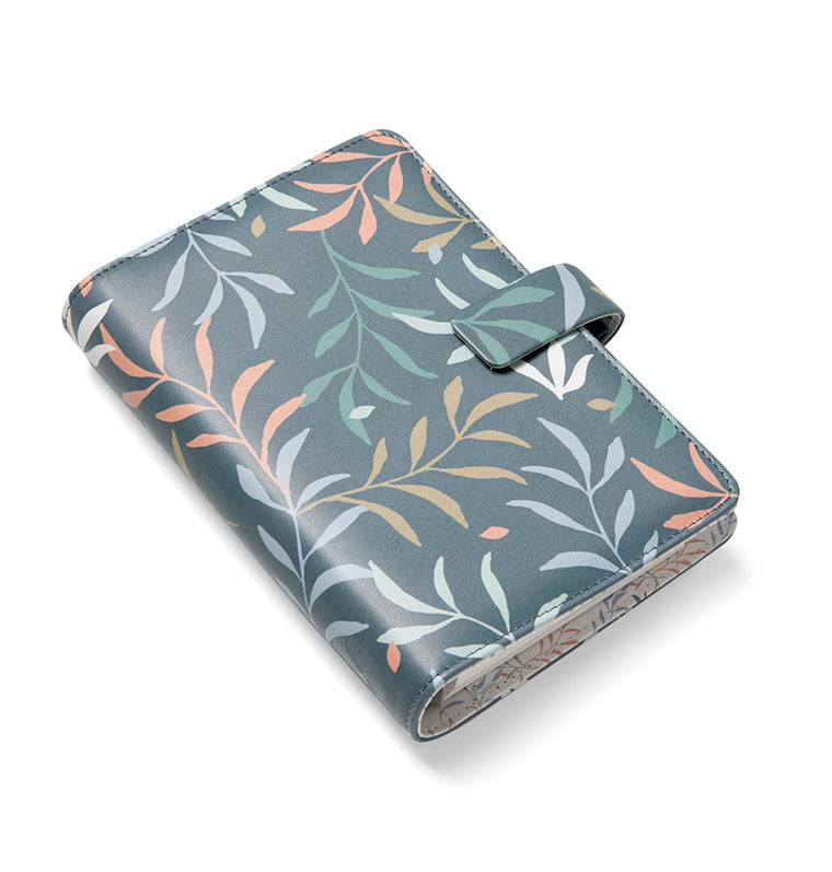 Filofax Botanical Personal Organiser in Blue with strap closure