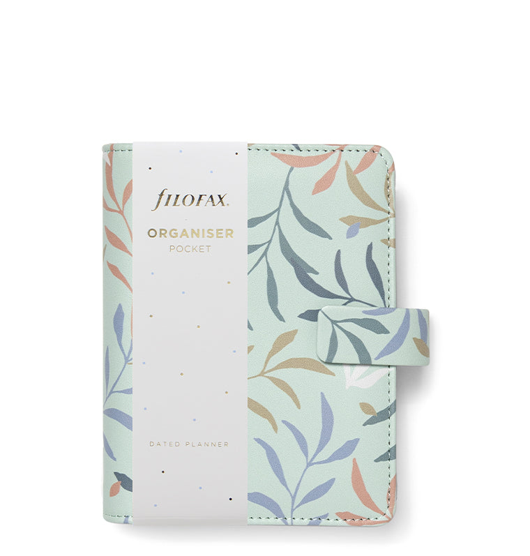 Filofax Botanical Pocket Organiser in Mint with packaging