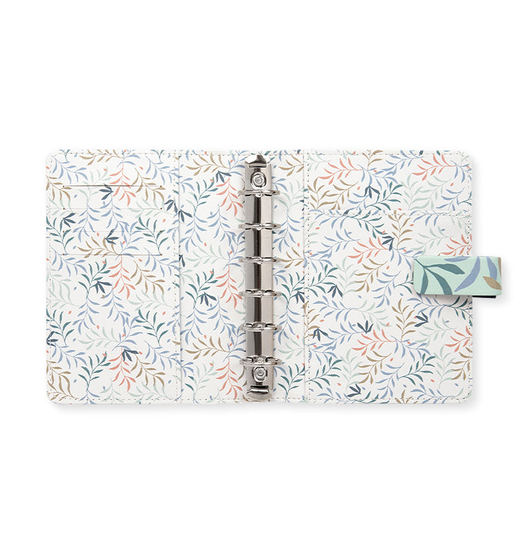 Filofax Botanical Pocket Organiser in Mint - open and empty