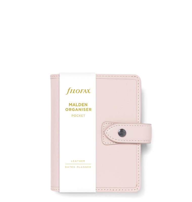 Filofax Leather Malden Pocket Organiser in Pink - in packaging