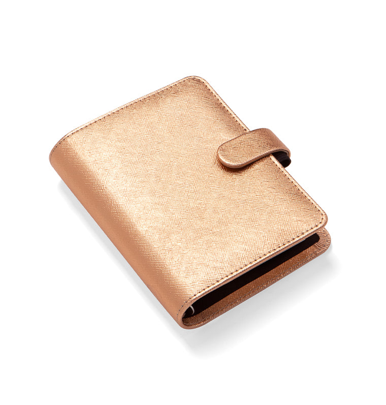 Filofax Saffiano Metallic Pocket Organiser in Rose Gold