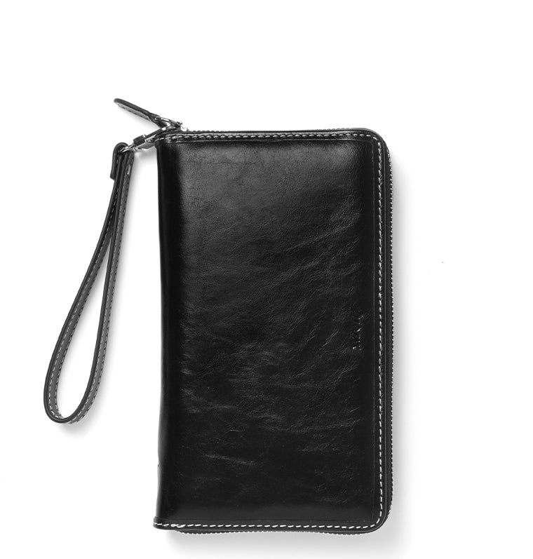 Filofax Malden Personal Compact Zip Leather Organiser in Black
