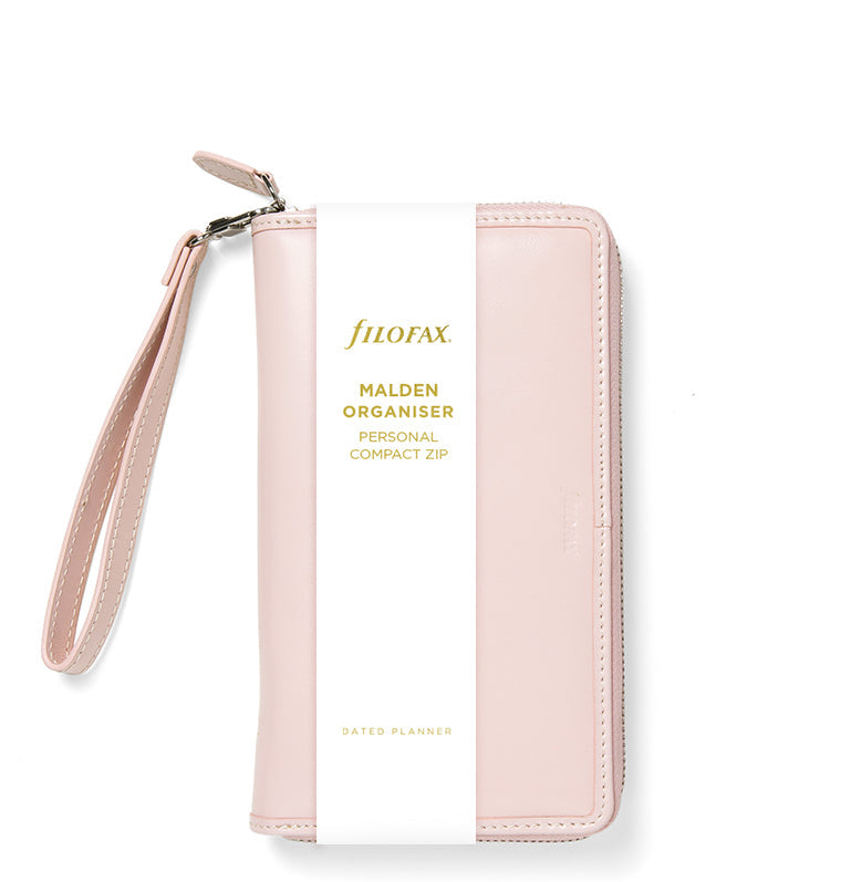 Filofax Malden Personal Compact Zip Leather Organiser in Pink - in packaging