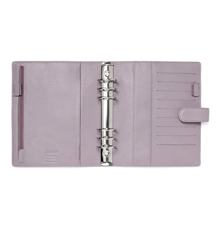 Filofax Norfolk A5 Leather Organiser in Lavender - inside features