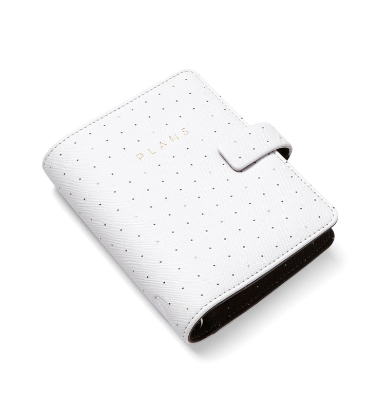 Filofax Moonlight Pocket Organiser in White with strap closure