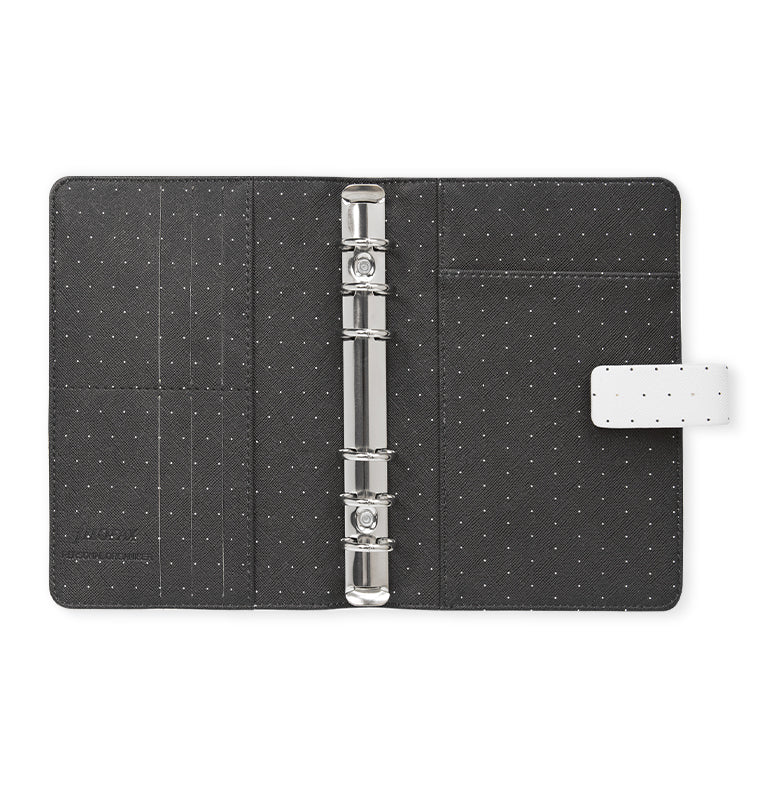 Filofax Moonlight Personal Organiser in White with patterned inside cover