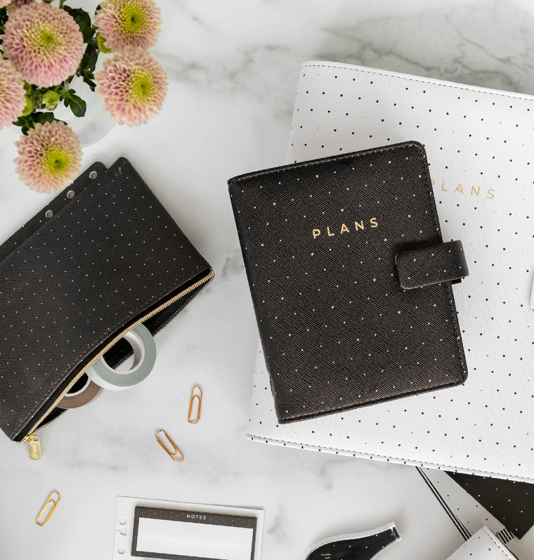 Filofax Moonlight Pocket Organiser in Black, with the Moonlight stationery collection