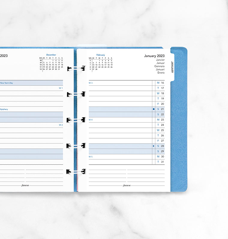 Filofax Refillable Notebook Month Planner Refill - Pocket 2023 Multilanguage