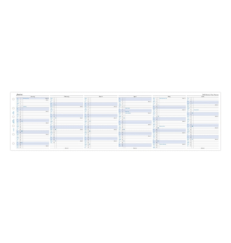 Filofax Vertical Year Planner Refill Pocket 2023 Unfolded