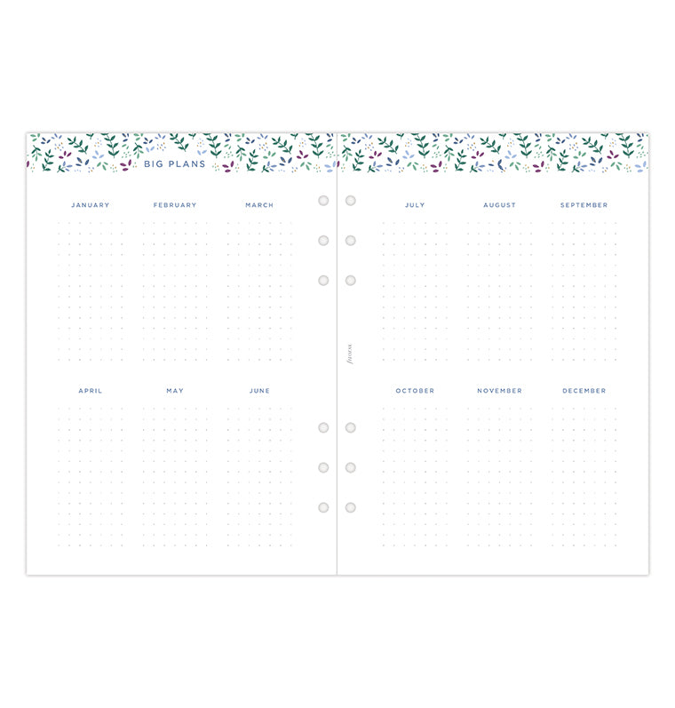 Filofax Garden A5 Week on Two Pages Diary Refill - 2023 Mutilanguage - Planners