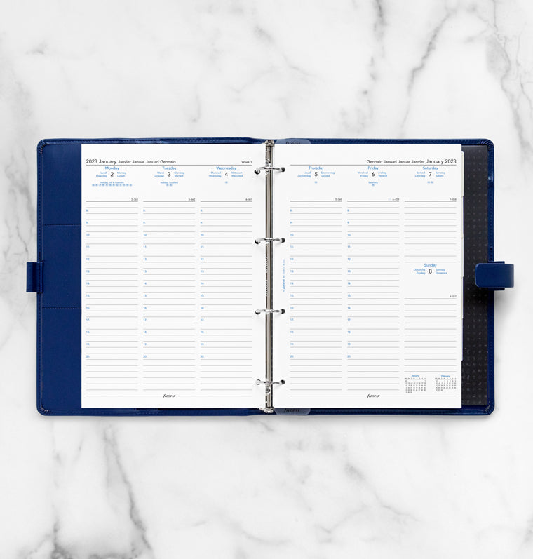 Filofax Week On Two Pages 2023 Diary Refill With Appointment times - A4  Multilanguage