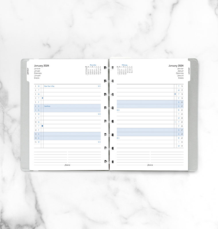 Refillable Notebook Month Planner Refill - A5 2024 Multilanguage - Filofax