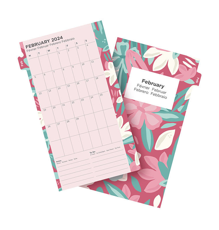 Floral Illustrated Diary Refill Pack - Personal 2024 Multilanguage - Filofax
