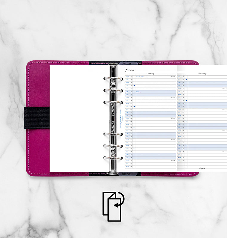 Filofax Vertical 2024 Year Planner - Personal size - fold out refill