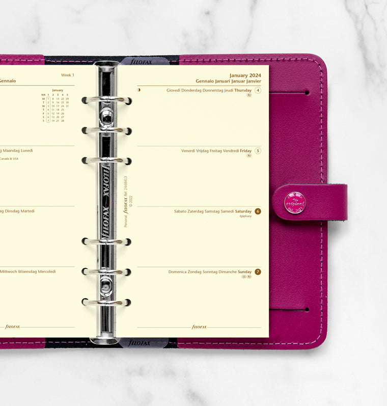 Week On Two Pages Diary - Personal Cotton Cream 2024 Multilanguage - Filofax
