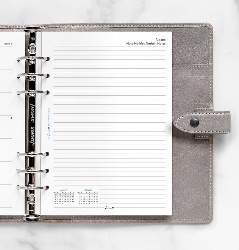 Week On One Page Diary With Notes - A5 2024 Multilanguage - Filofax