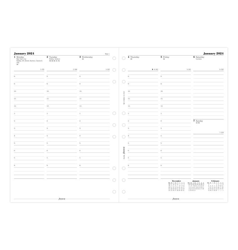 Week On Two Pages Diary With Appointments - Deskfax 2024 English - Filofax