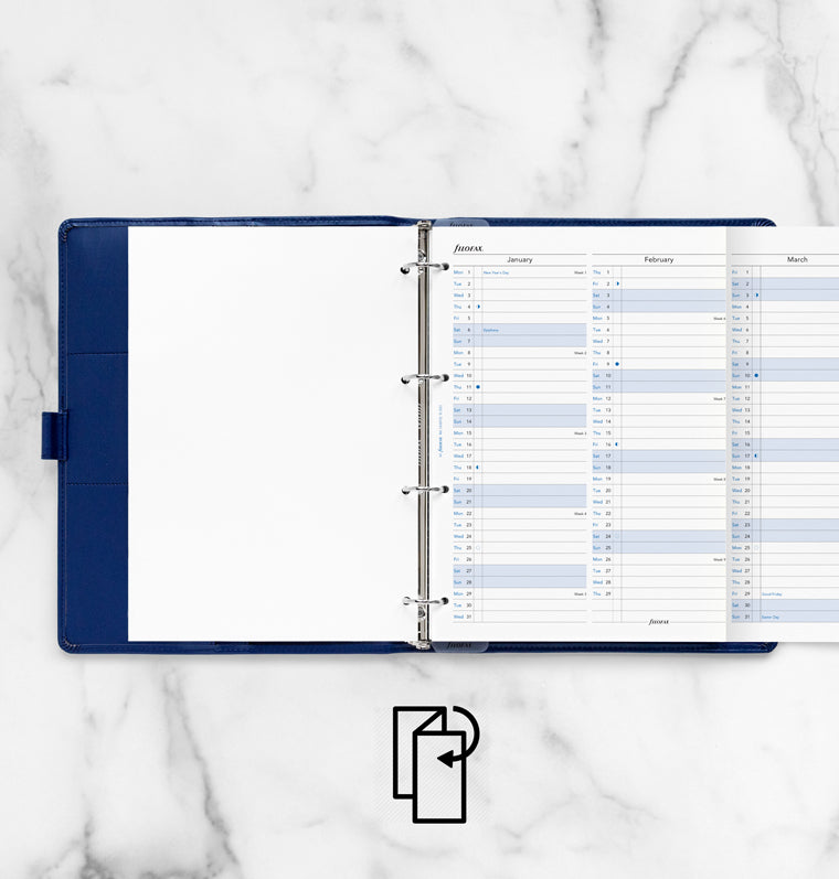 Filofax Vertical 2024 Year Planner Refill - A4 size