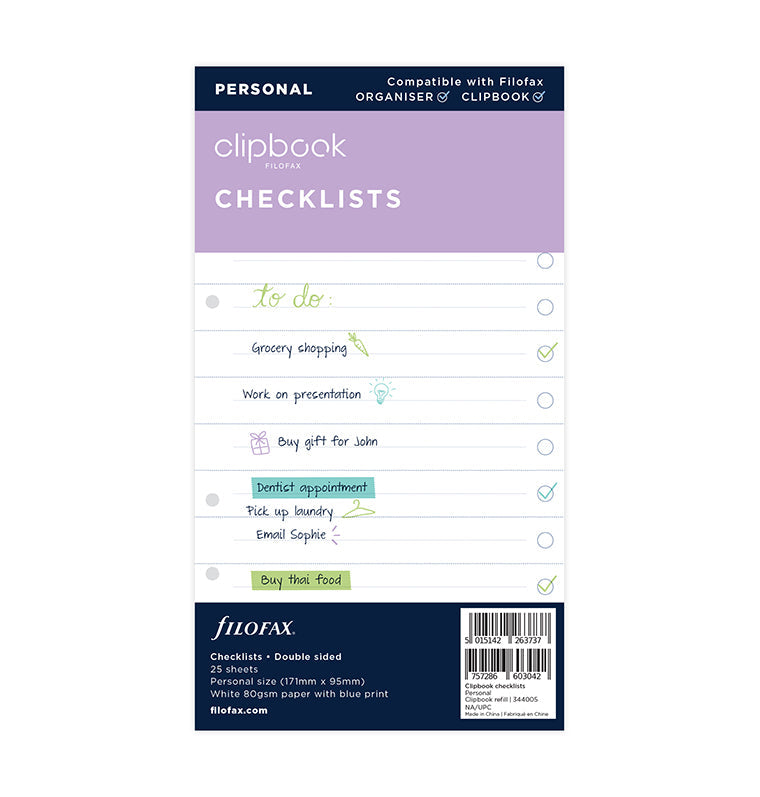 Clipbook Checklists Refill - Personal