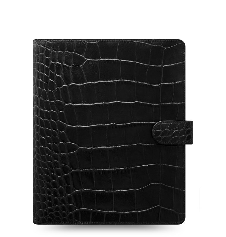 Classic Croc A5 Black Leather Organiser by Filofax
