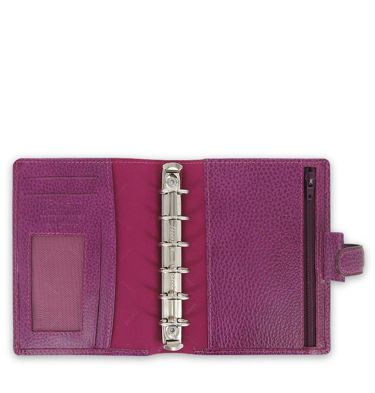 Finsbury Raspberry Pocket Organiser, open view with zip pocket